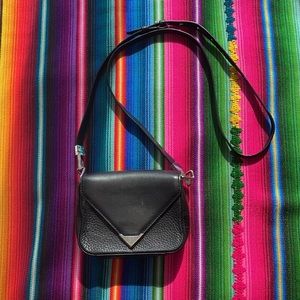 Alexander Wang Black Mini Prisma Crocodile Leather Envelope Cross Body Bag